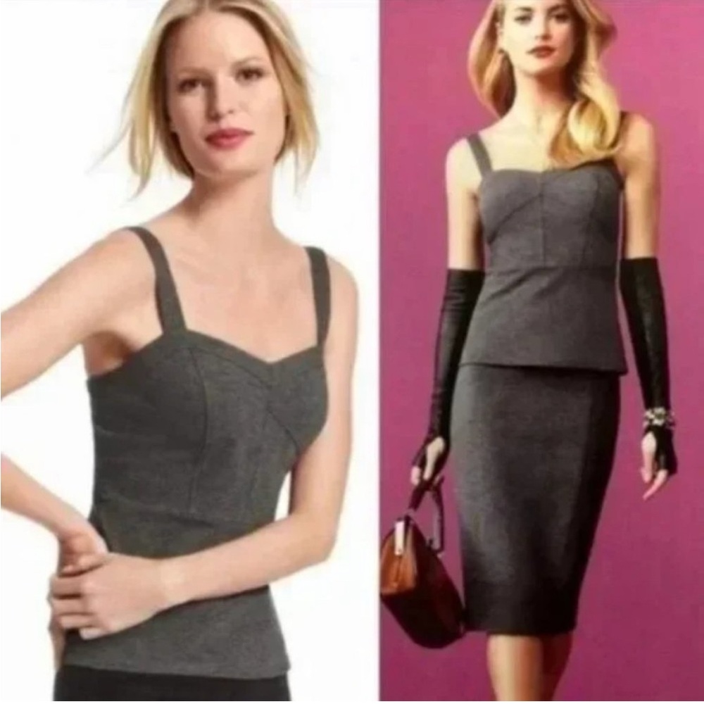 CABI Dark Gray Peplum Bustier Top Size 14
